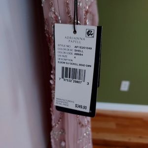 Adrianna Papell elbow slv acroll bead gown